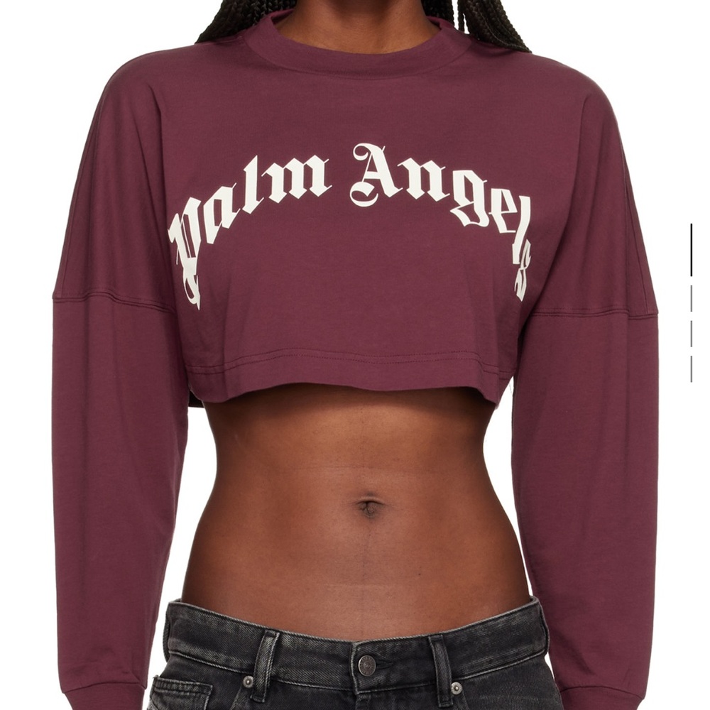 Palm Angels Maroon Long Sleeve Crop Top